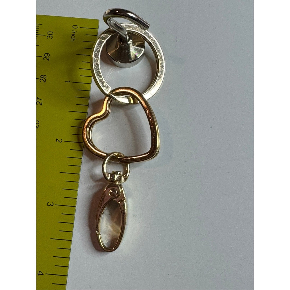 Gold Tone Heart Link Keychain Swivel Lobster Clasp Bag Charm Accessory